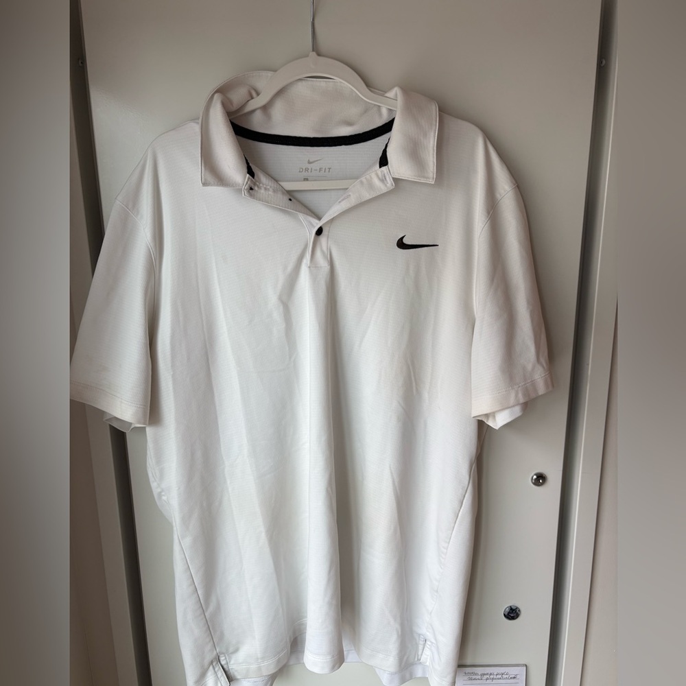 Nike Men’s White Polo with Black Swoosh